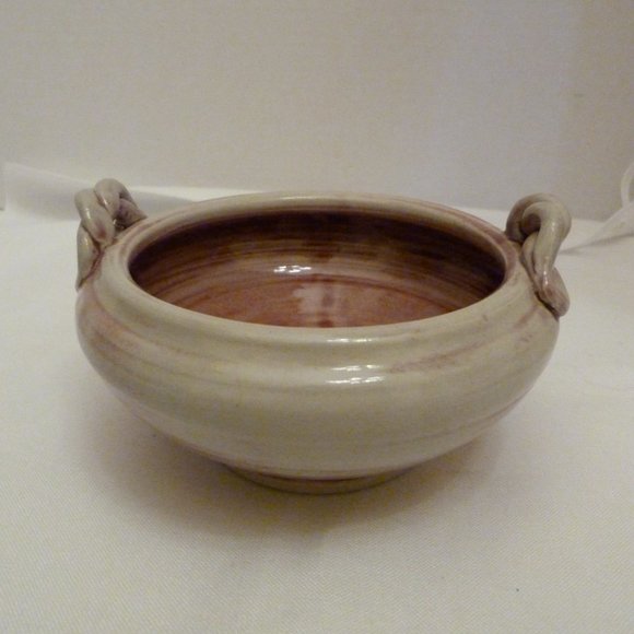 Handcrafted North Carolina Art Pottery 5 Inch 2-Handled Bowl by L3 Smith Pottery - Picture 3 of 14